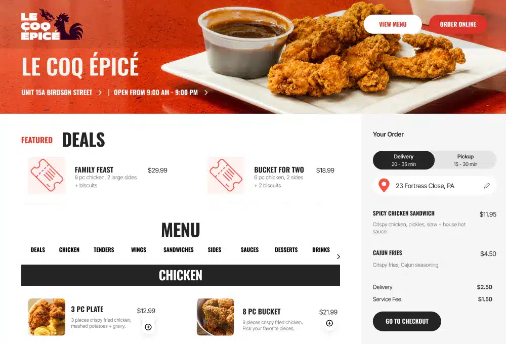 Slice restaurant website template design, option 2 of 12