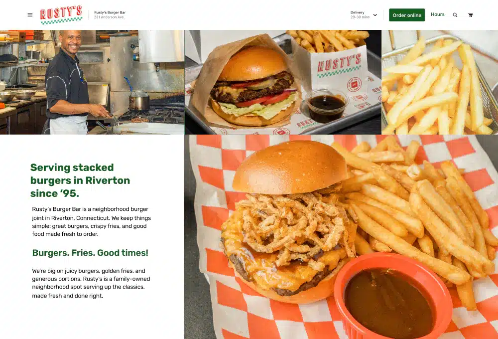 Slice restaurant website template design, option 5 of 12