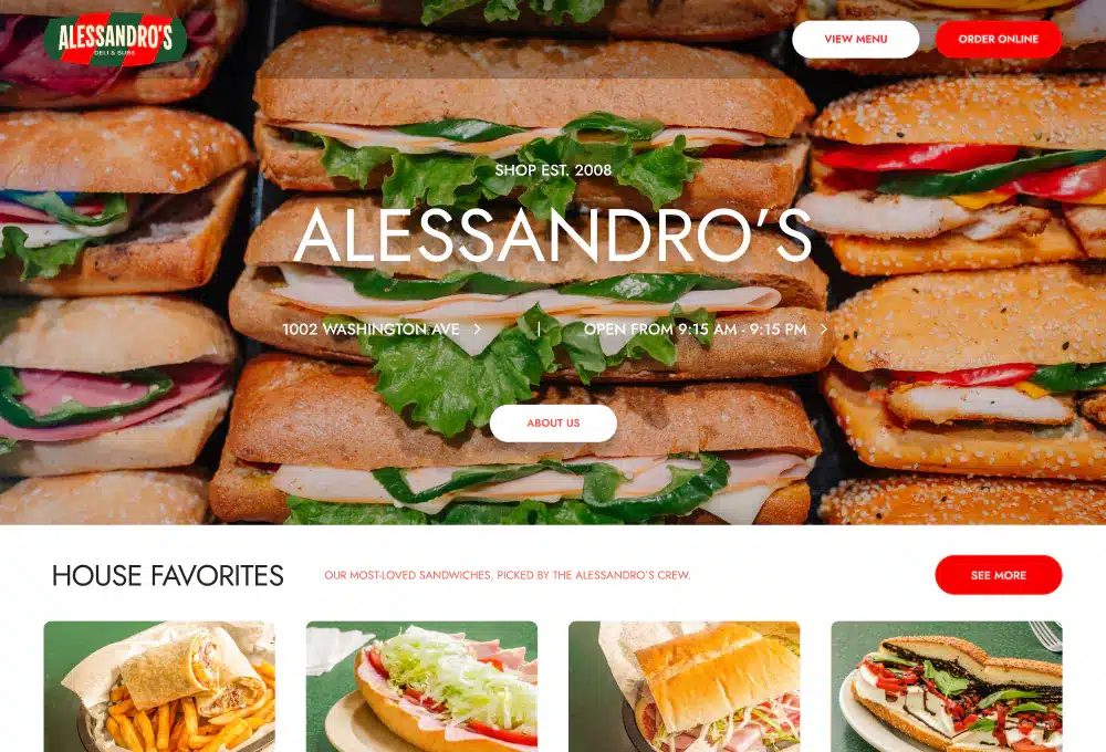 Slice restaurant website template design, option 8 of 12