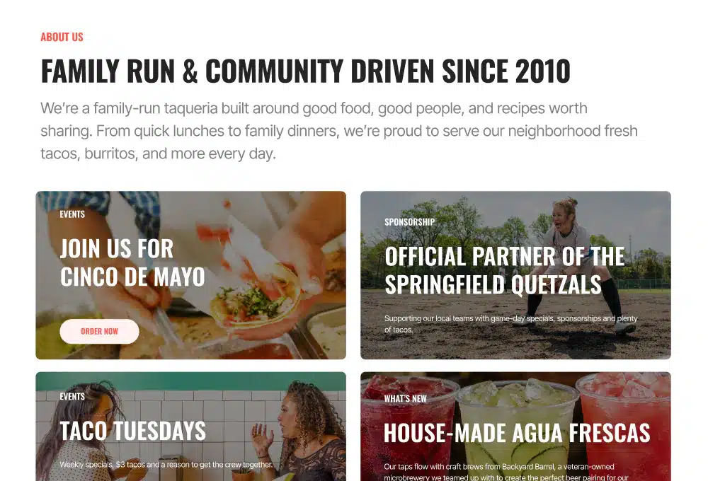 Slice restaurant website template design, option 9 of 12